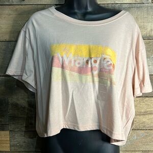 Wrangler Pink and Yellow Boxy Crop T-Shirt